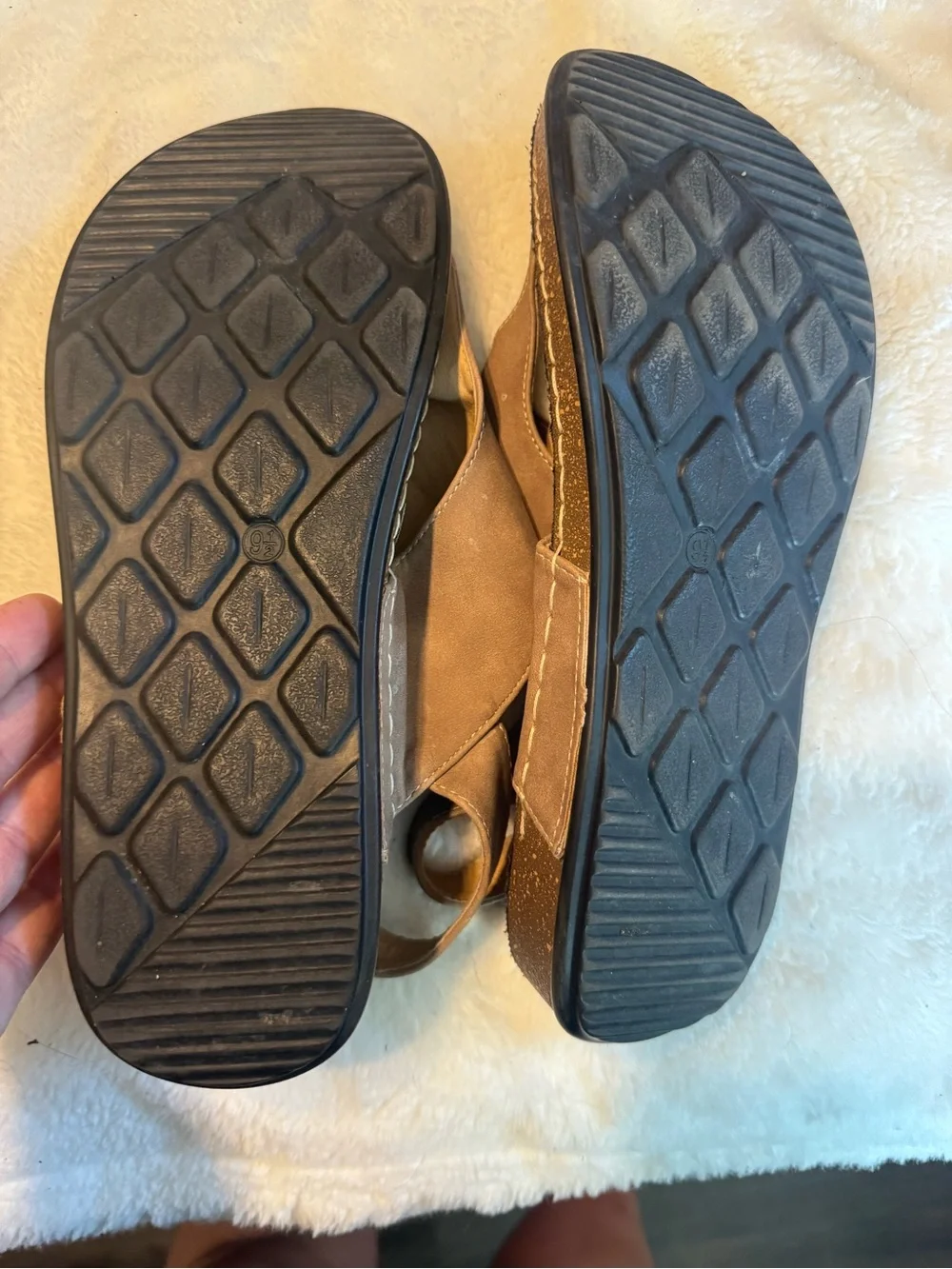 Tan Suede Toe-Post Sandals